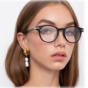 Linda Farrow Bay Optical D Frame In Green & Gold LF25C12OPT
